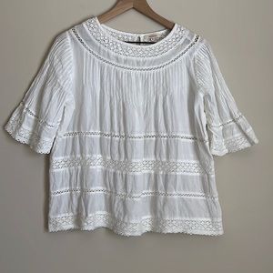 Sundance Pintuck Crochet Cotton Blouse